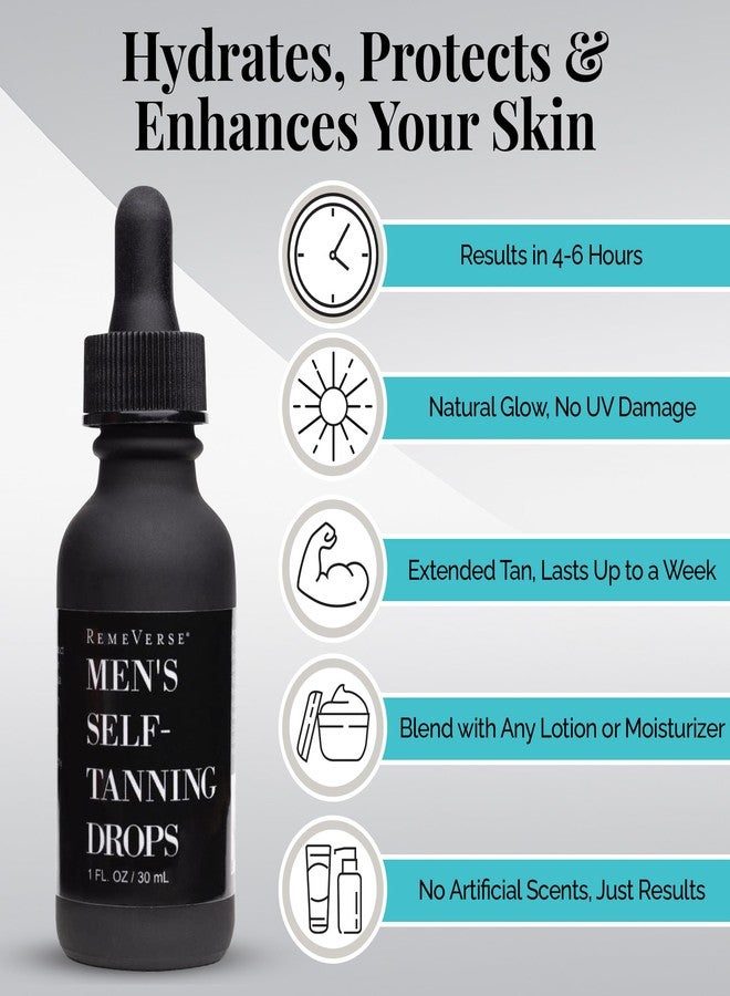 RemeVerse Men’s Self-Tanning Drops - Achieve Natural-Looking Even Skin Tone with Customizable Sunless Tanner for Men - Post-Shave Skin Protection - Ideal for All Skin Types and Tones - 1 oz - Image 2